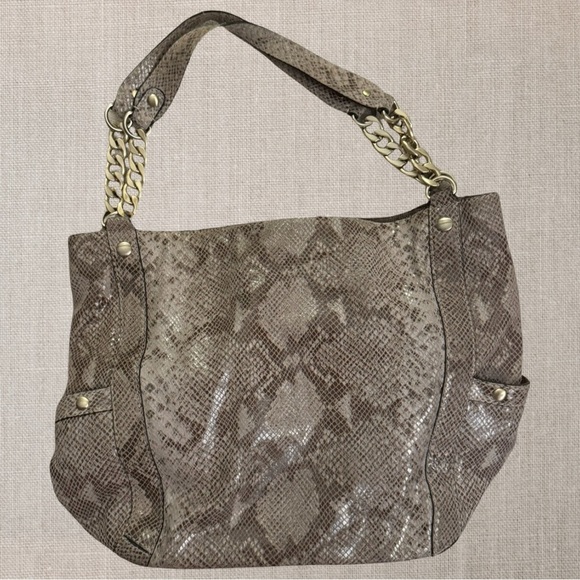 MICHAEL KORS Snakeskin Shoulder Bag With Chain Straps - Picture 2 of 14